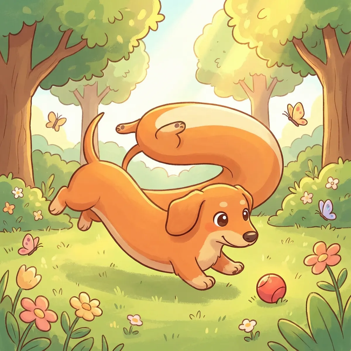 小鲍狗 晒宠广场 - 追球的腊肠犬